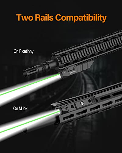 TOUGHSOUL Tactical Flashlight with Green Red Laser Sight 1450 Lumen Rechargeable Picatinny Rail Mounted Rifle Flashlight