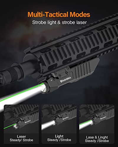 TOUGHSOUL Tactical Flashlight with Green Red Laser Sight 1450 Lumen Rechargeable Picatinny Rail Mounted Rifle Flashlight
