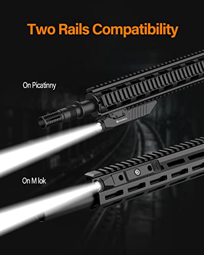 TOUGHSOUL 1450 Lumen Picatinny Rail MLOK Mounted Tactical Flashlight for Rifles with Momentary Strobe Function