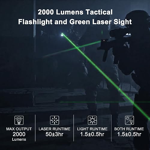 High Brightness Red/Green/Blue Laser Sight with 2000 Lumens Tactical Flashlight for Rifle Users
| Red/Green/Blue Laser