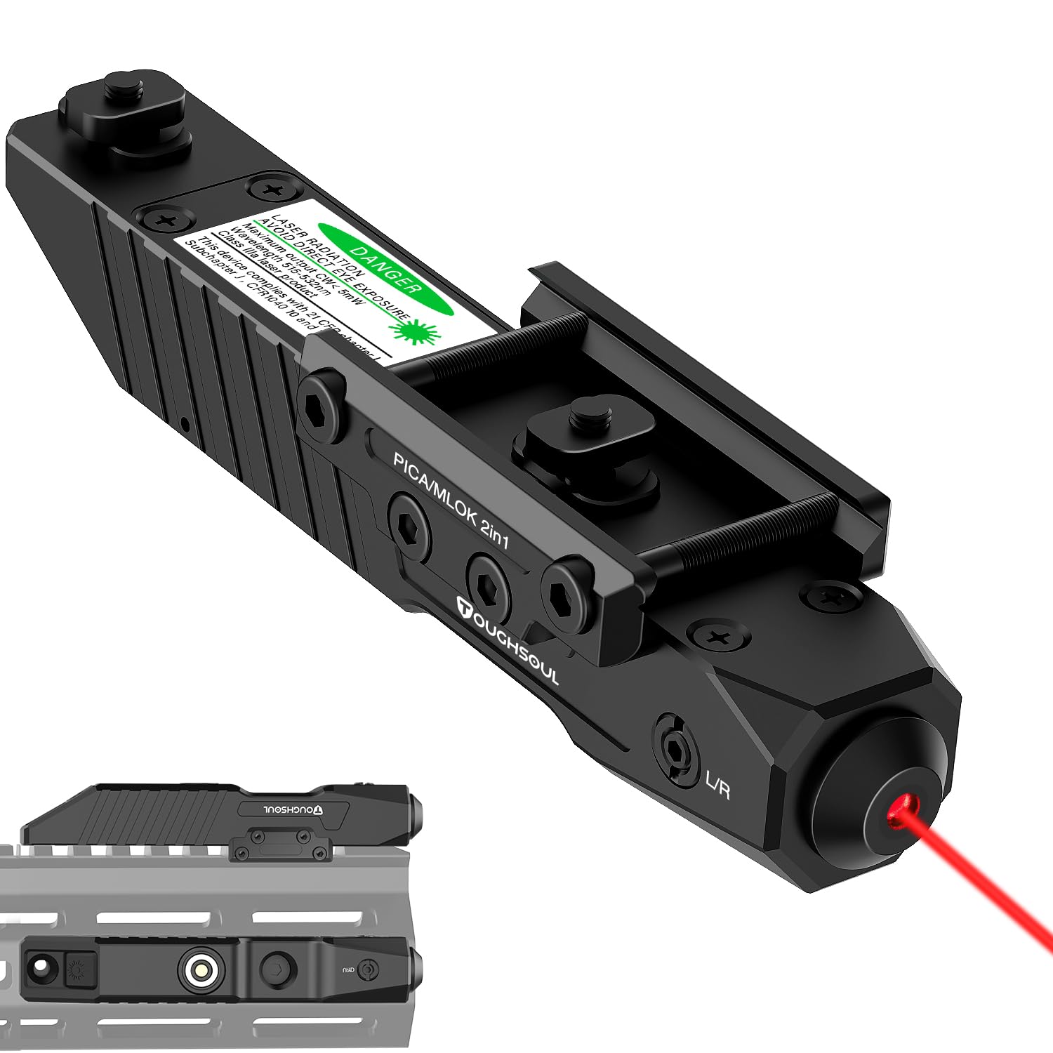 TOUGHSOUL Rechargeable Red Laser Sight for M-Lok Picatinny Rail Rifles Tactical Shooters