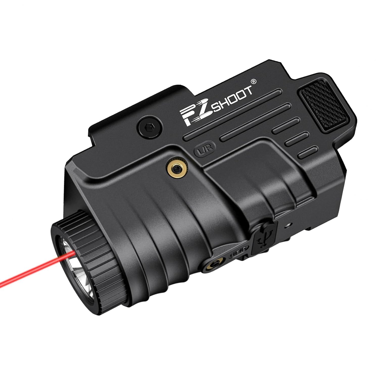 EZshoot 800 Lumens Tactical Flashlight with Red Laser Beam for Glock and Picatinny Rail Users in Outdoor Scenarios