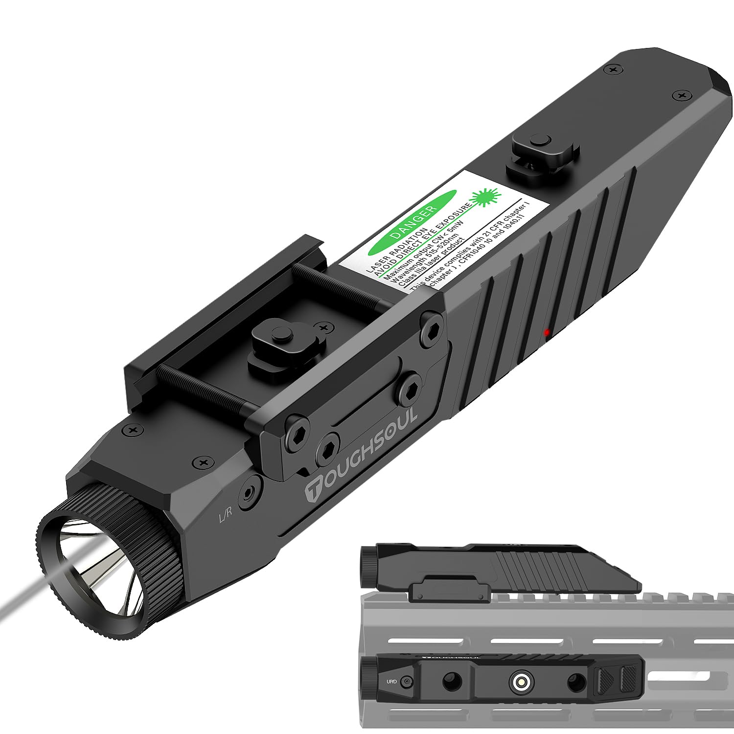 TOUGHSOUL Mlok Picatinny 2 in 1 Tactical Flashlight with Infrared IR Laser Sight Combo for Hunters & Tactical Users in L
