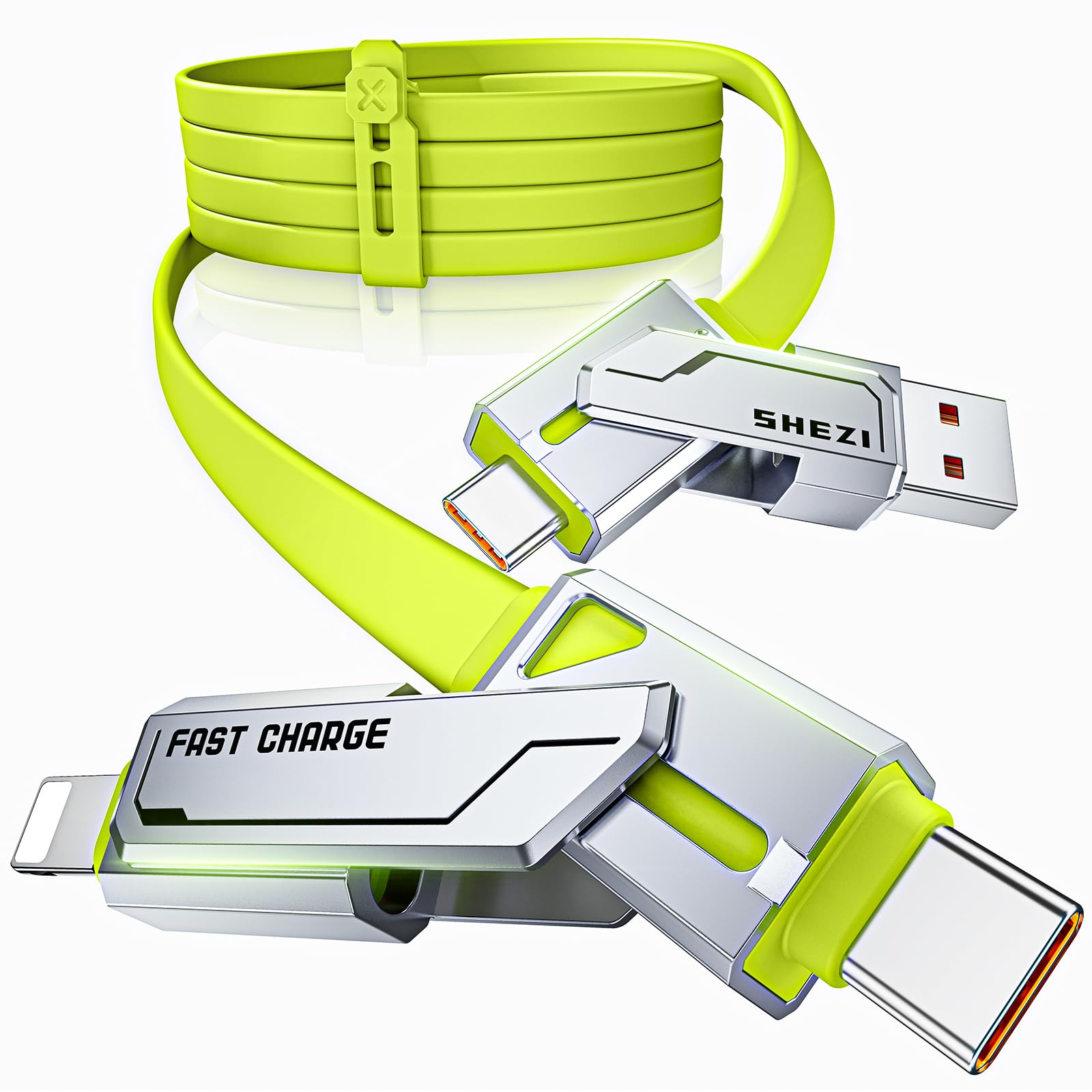 [2025 Upgrade] 4-in-1 Multi USB C Cable 60W 5FT Lightning Cable MFI Certified for iPhone/iPad and Samsung Fast Charging