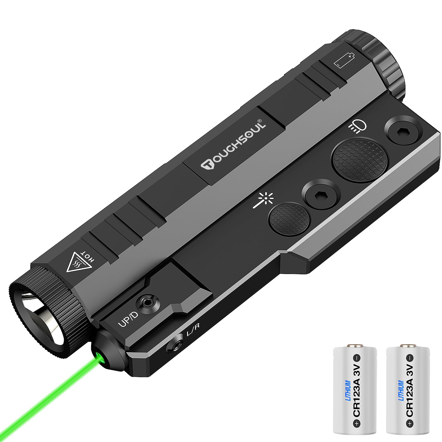 TOUGHSOUL Mlok Flashlight Laser Sight Combo for Shooters 1450 Lumen Max Light with Green Laser Momentary Strobe Function