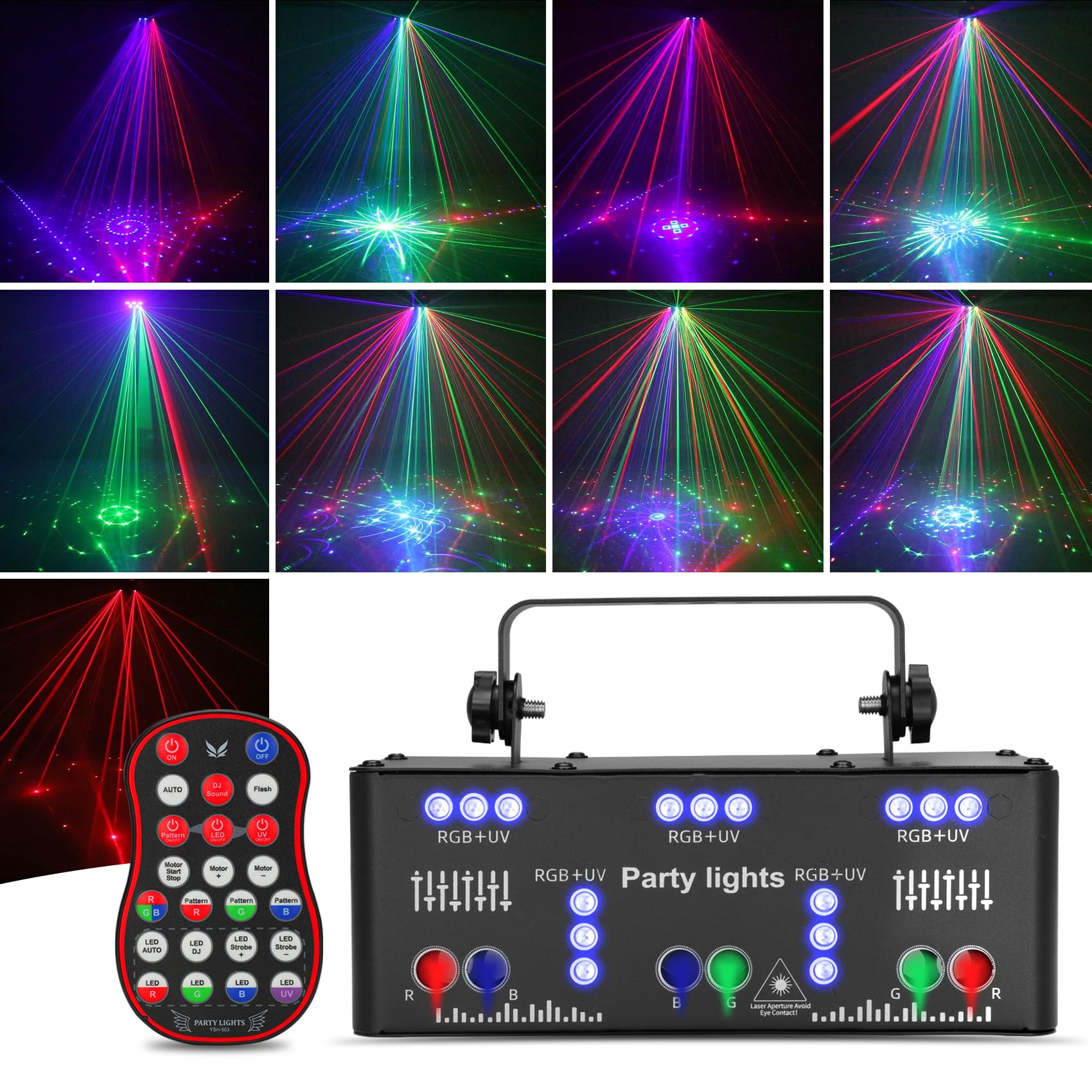 21 Eye DJ Party Strobe Lights for Pro Venues and Events
| Sound Activated Laser Light with Remote Control for Nightclub